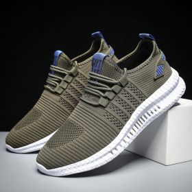 Spring Summer Autumn Hot Trainers Shoe Men Lightweight Sneaker Breathable Running Hiking Soft Outdoor Lace-up Tennis Comfortable (Color: Army Green)