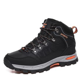 Spring Autumn Winter 36-46 Sport Training Hiking Shoe Waterproof Men Women Casual Fashion Outdoor High-top Cross-country Walking (Color: Black)