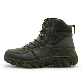 New Men's Military Boots High Top Outdoor Hiking Shoes Men Anti-collision Quality Army Tactical Sport Jogging Trekking Sneakers (Color: Green)