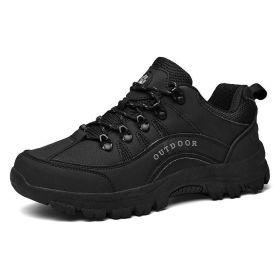 Outdoor Men Treking Shoes Breathable Climbing Hiking Sneakers Men Trainers Comfortable Walking Casual Shoes Men Camping Shoes (Color: Black)