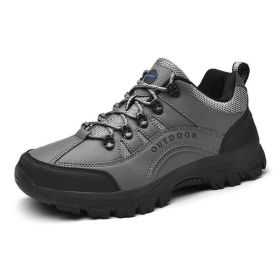 Outdoor Men Treking Shoes Breathable Climbing Hiking Sneakers Men Trainers Comfortable Walking Casual Shoes Men Camping Shoes (Color: Gray)