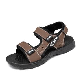 Men Beach Sandals Man Hiking Sandals Outdoor Casual Shoes High Quality 2022 Summer Aqua Shoes Comfortable Male Non-slip Sandals (Color: Dark brown)