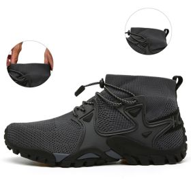 New Mesh Breathable Hiking Shoes Size 36-47 Mens Sneakers Outdoor Trail Trekking Mountain Climbing Sports Shoes For Male Summer (Color: Gray)