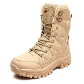 Comfort Beige Outdoor Hiking Boots Couple Men Trekking Shoes Women Big Size Military Tactical Boots For Men hiking sheos snow bo (Color: Brown -S208)