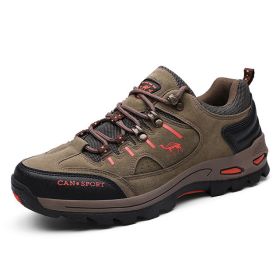 High Quality Men Hiking Shoes Autumn Winter Brand Outdoor Mens Sport Trekking Mountain Boots Waterproof Climbing Athletic Shoes (Color: Khaki)