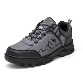 Outdoor Trekking Shoes Men Hiking Shoes Waterproof Non Slip Climbing Camping Trekking Men Sneakers (Color: Gray)