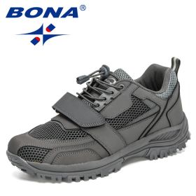 BONA 2022 New Designers Hiking Shoes Autumn Mountaineering Non-slip Footwear Men Trekking Sneakers Mansculino Walking Shoes (Color: Dark grey S gray)