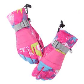 Winter Gloves Waterproof Ski Gloves Insulated Snowboard Gloves (Color: Pink)