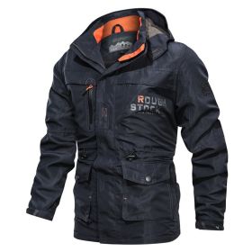 Men's Jacket Outdoor Waterproof Windproof Hiking New 2022 Casual Jackets Lightweight Men Windbreaker (Color: Navy)