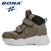 BONA 2022 New Designers Classics Hiking Shoes Kids Plush Sneakers Boys Girls Ankle Shoes Children Winter Boots Breathable Child