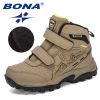 BONA 2020 New Designers High Top Winter Footwear Children Snow Skiing Hiking Fashion School Wearing Shoes Kids Plush Warm Boots