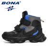 BONA 2022 New Designers High Top Winter Hiking Shoes Children Warm Sports Shoes Boys Non-slip Outdoor Plush Ankle Boots Girls